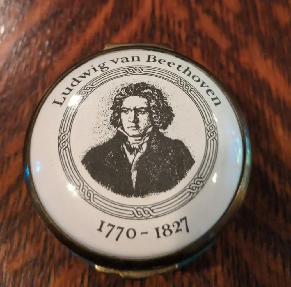 Halcyon Days Enamel Box Ludwig Von Beethoven Ltd Ed # 573 Great Composer Trinket